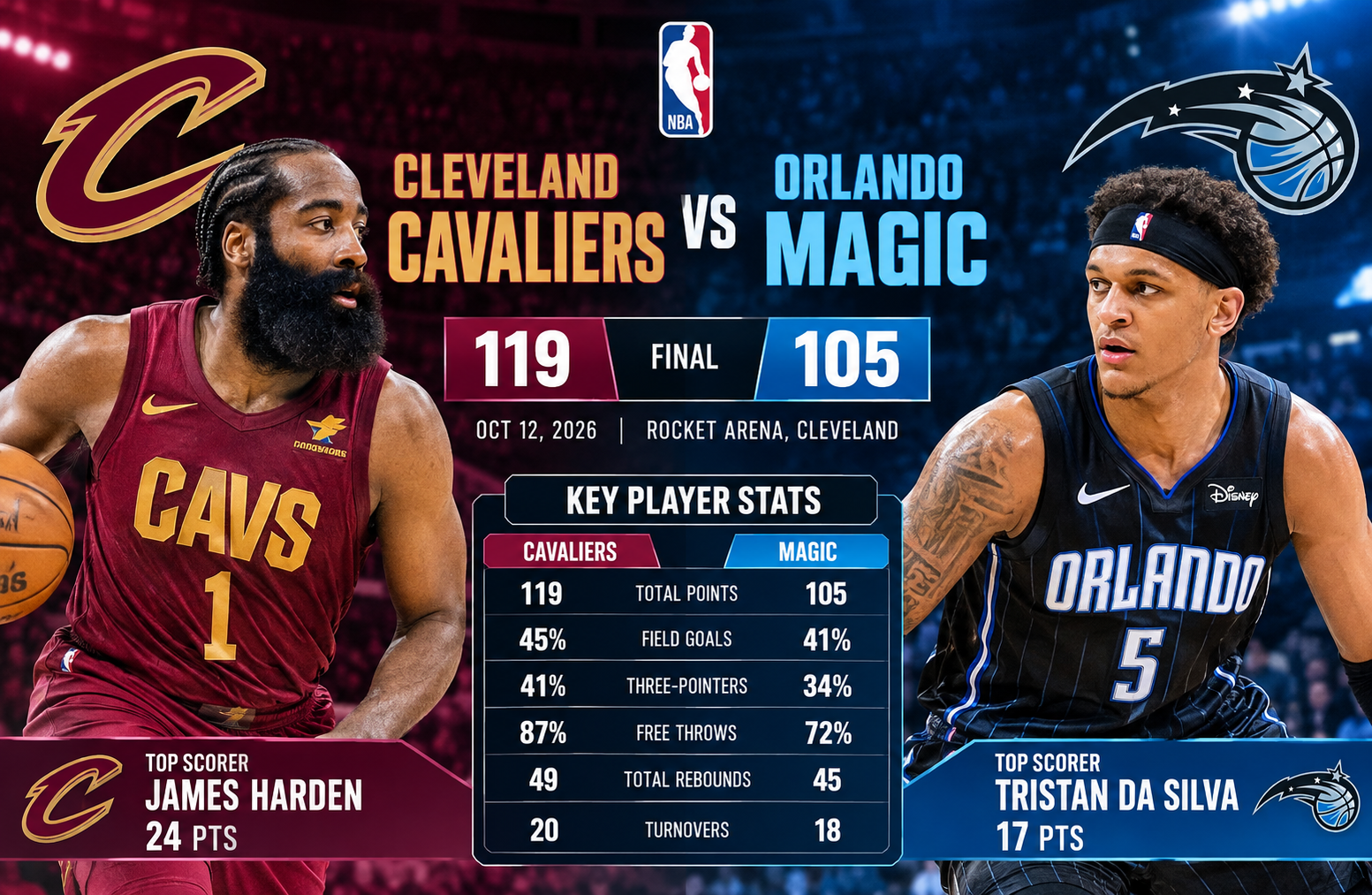 Cleveland Cavaliers vs Orlando Magic Match Player Stats