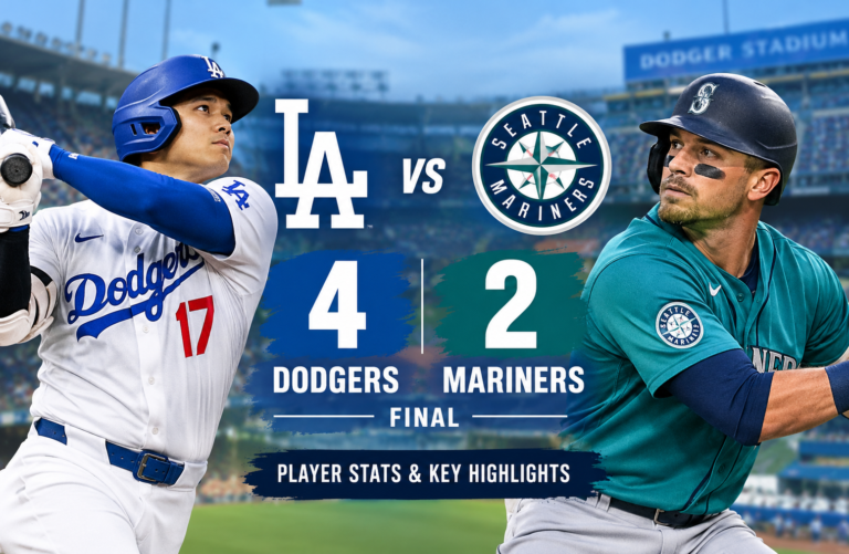 dodgers vs seattle mariners match player stats