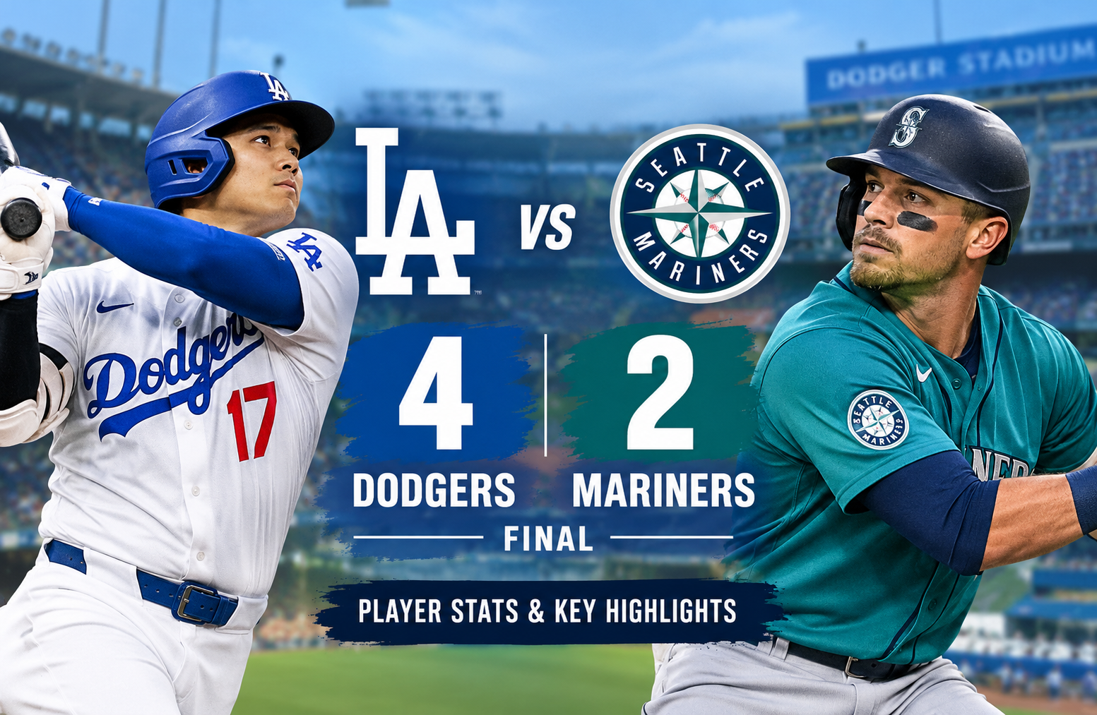 dodgers vs seattle mariners match player stats