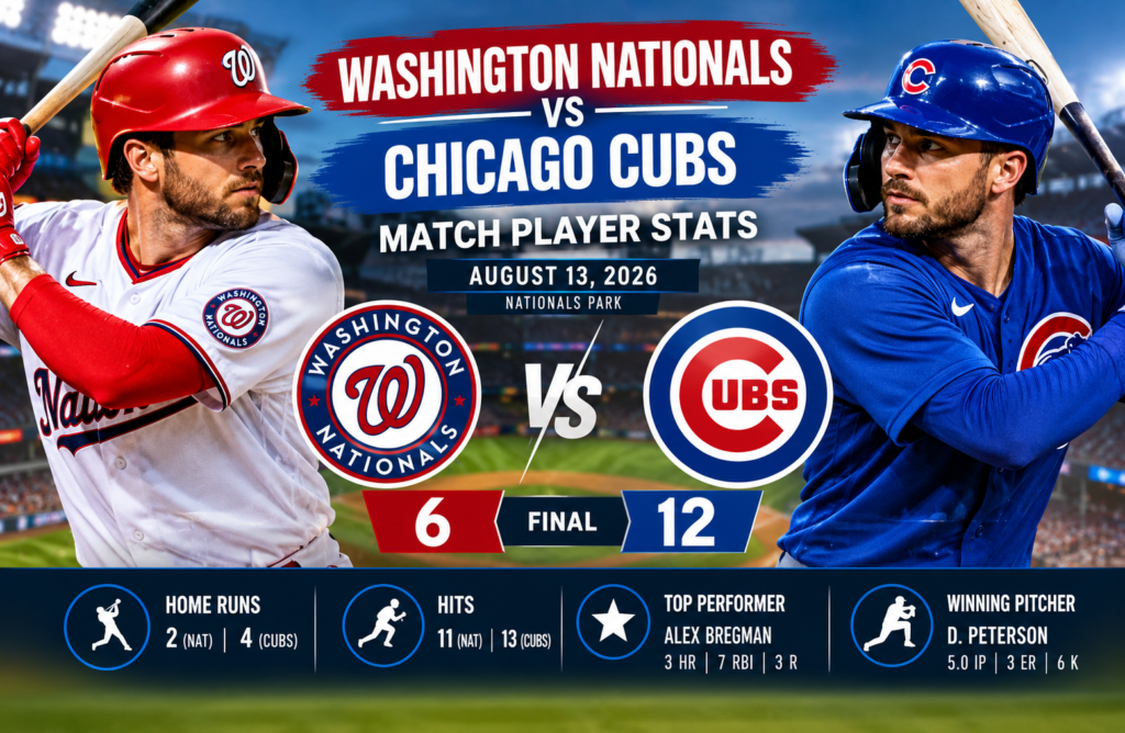 washington nationals vs chicago cubs match player stats