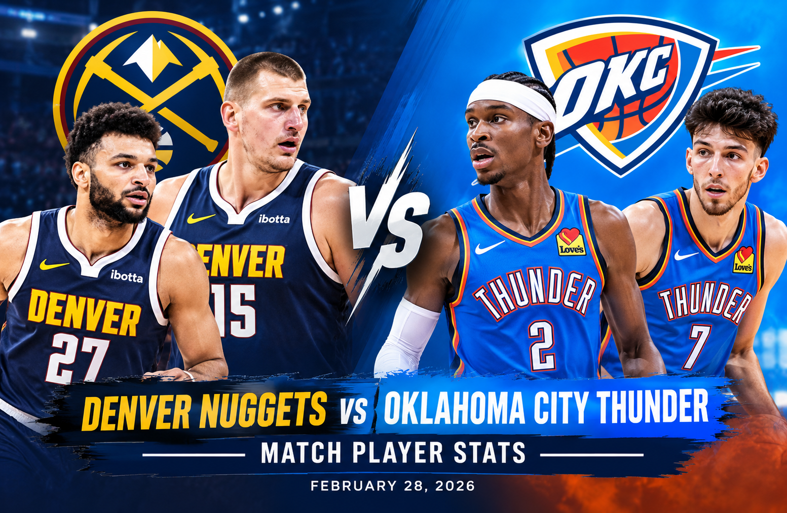 denver nuggets vs oklahoma city thunder match player stats