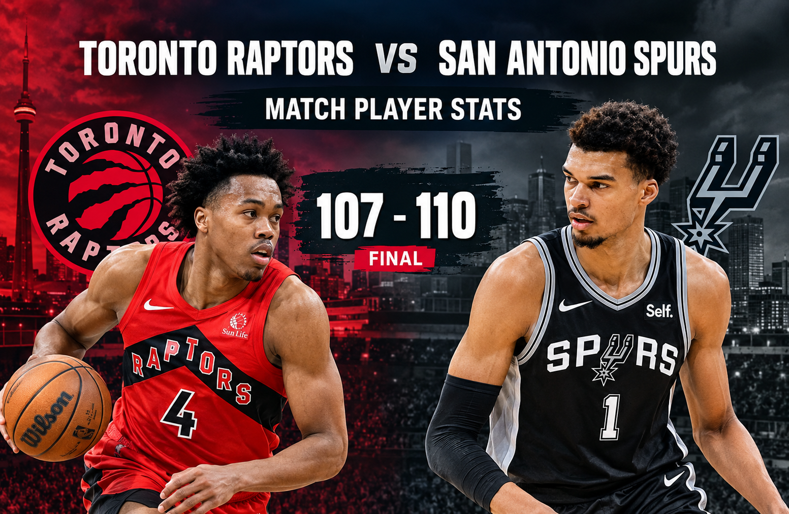 toronto raptors vs san antonio spurs match player stats