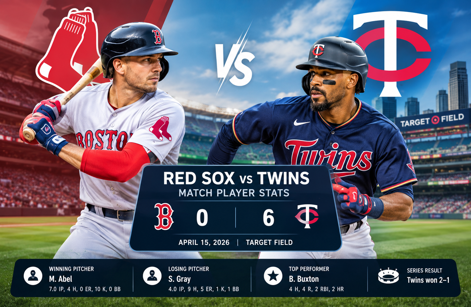 Red Sox vs Minnesota Twins Match Player Stats