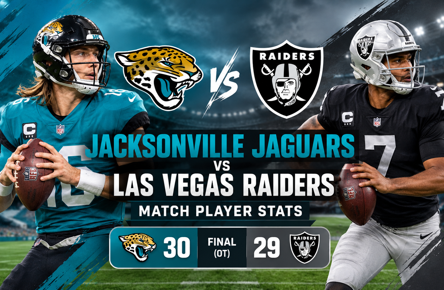 Jacksonville Jaguars vs Las Vegas Raiders Match Player Stats