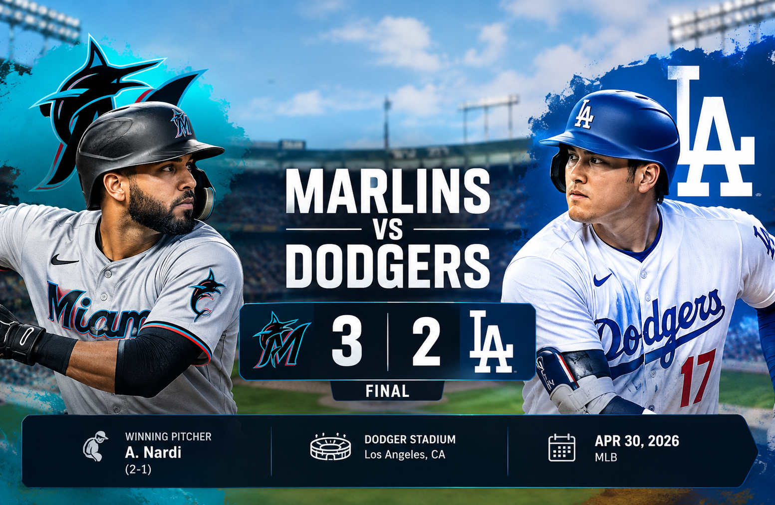 Miami Marlins vs Dodgers Match Player Stats