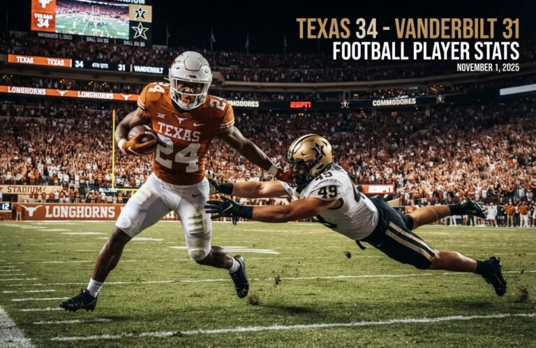 Vanderbilt Football vs Texas Longhorns Football Match Player Stats