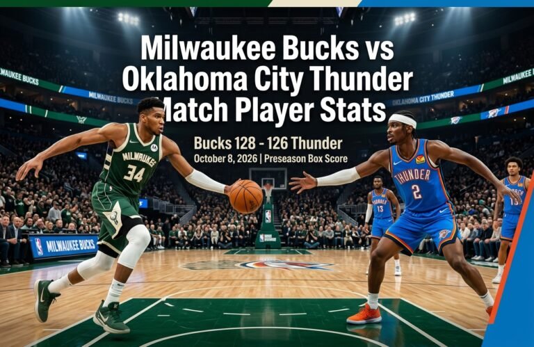 Milwaukee Bucks vs Oklahoma City Thunder Match Player Stats