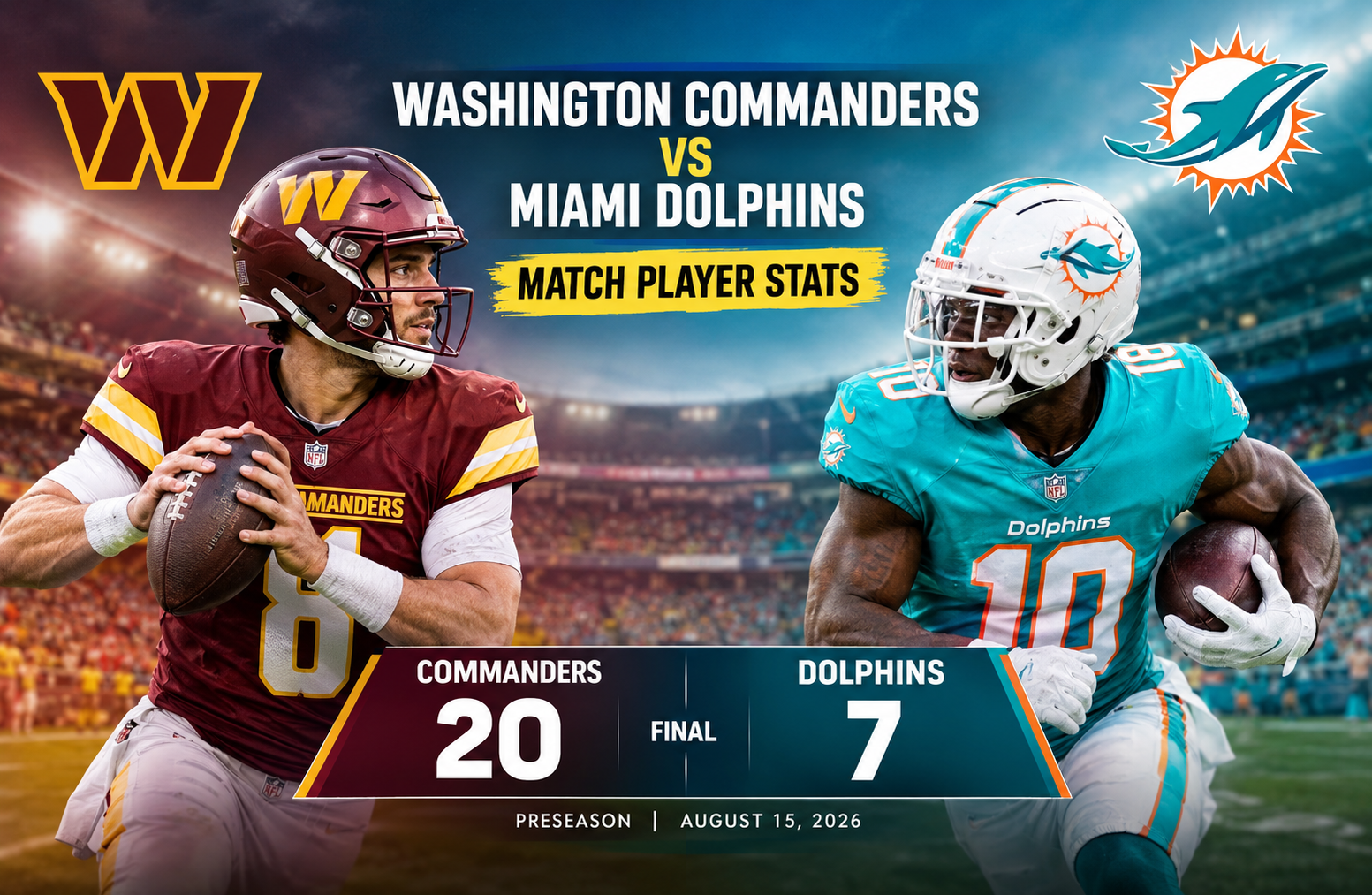 Washington Commanders vs Miami Dolphins Match Player Stats